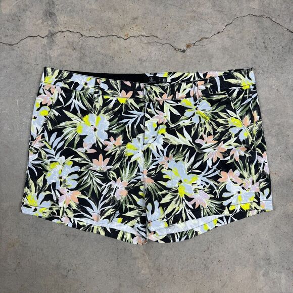 Volcom Womens Shorts 36x3 Floral Beach Vibes Stretch Denim Mid Rise Neon - Picture 1 of 9